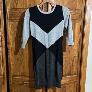 Black and Gray Women's Sweater Dress